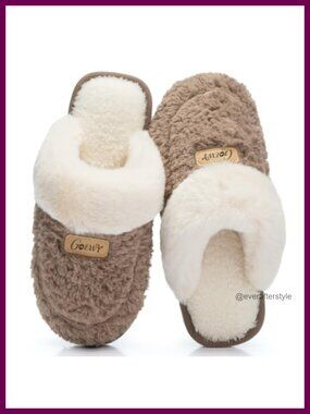 Womens Fuzzy Faux Fur Memory Foam Slippers Cozy Indoor House Shoes